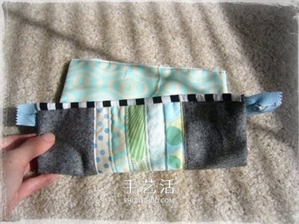 Handmade patchwork pencil case tutorial illustrates how to make a non-woven pencil case