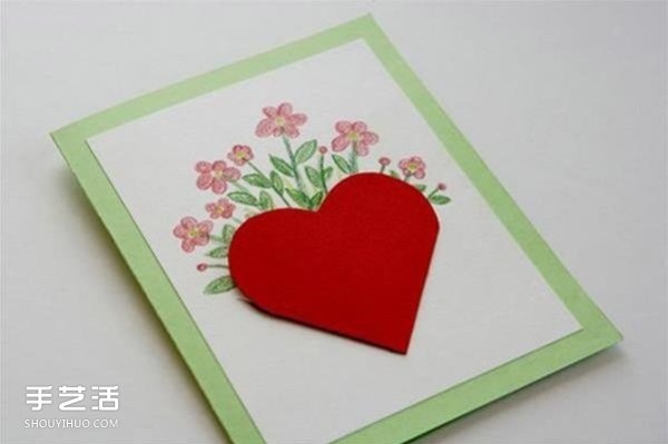 Valentines Day red heart greeting card to make a grateful heart three-dimensional greeting card DIY