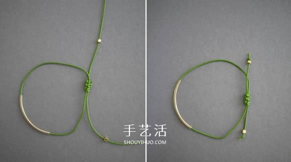 Simple and beautiful bracelet weaving method and golden tube bead bracelet weaving diagram