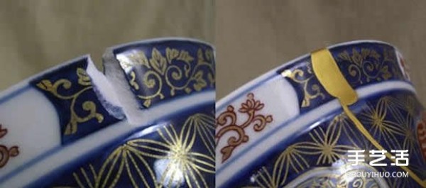 Recycling of broken ceramic pieces and using Japanese Kintsugi to mend memories of the past