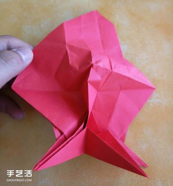 Super complex dog origami method illustrated with plastic surgery steps