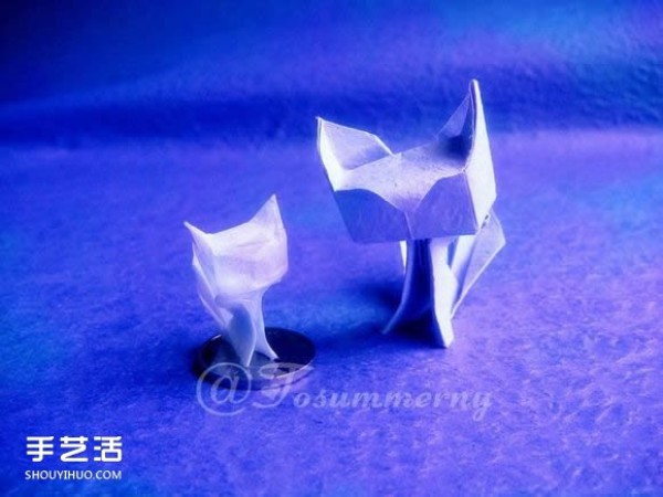 Flame Tail Block Cat Origami Tutorial: Origami Block Cat Illustrations