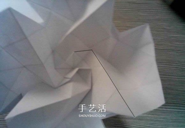 Illustration of how to fold the eight-petal Kawasaki rose, origami eight-petal Kawasaki rose