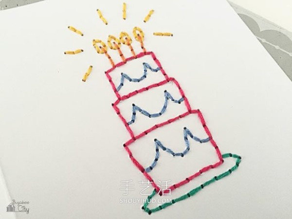 Embroidery on cardboard! Tutorial on handmade fresh birthday cards