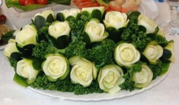 Exquisite peony watermelon carvings