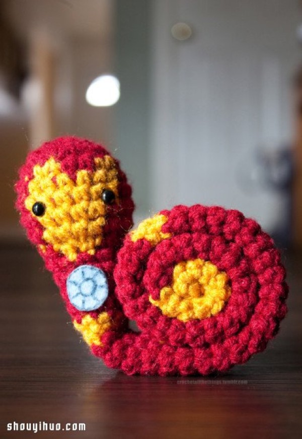 Avengers version of the crochet snail to identify who is who~