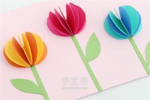 How to make simple tulip flower cards, homemade tulip greeting cards for children