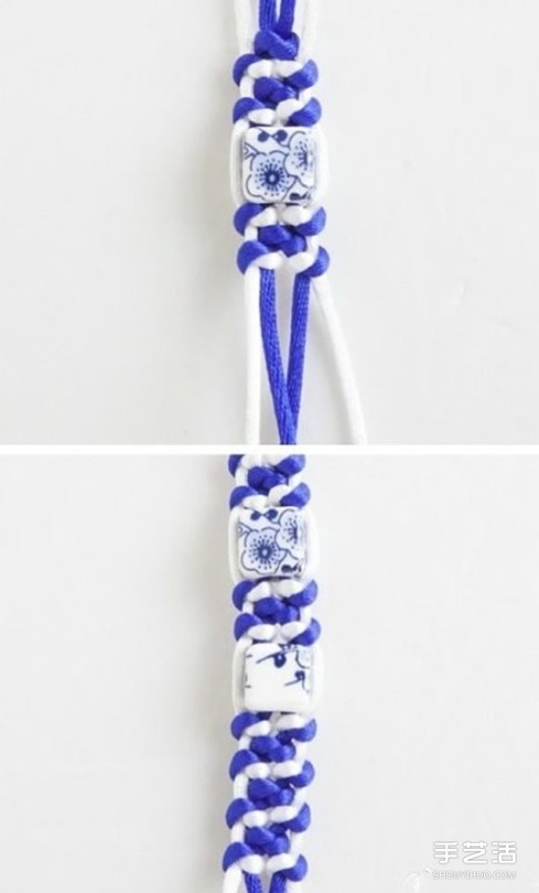 How to weave a blue and white porcelain bracelet, how to weave a DIY blue and white porcelain bracelet