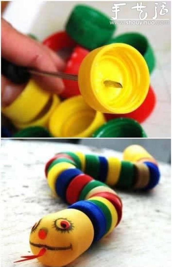 Small toys made by DIY using discarded bottle caps