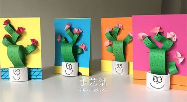 Salute to the tenacious cactus! Use rolled paper core to make cactus stickers