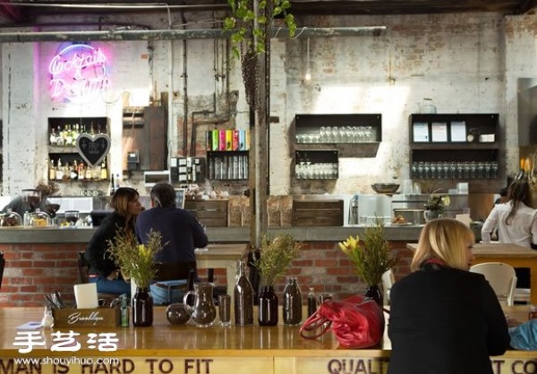 Modern restaurant decoration design after the transformation of an abandoned glass factory in Australia