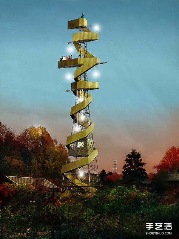 The second spring of abandoned electric towers is transformed into a park overlooking the high observation deck