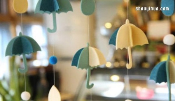 Cute umbrella hanging curtains made from non-woven fabrics, a healing craft