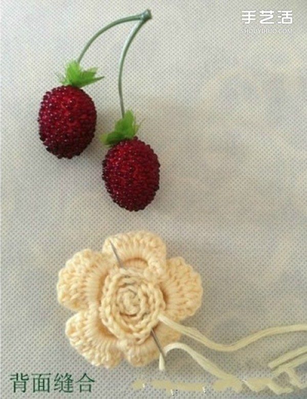 Handmade crochet flower tutorial diagram can be made into hairpin or corsage