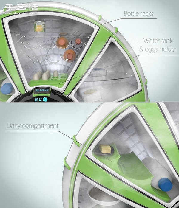 Conceptual design: Breathing Frigido classified adjustable refrigerator