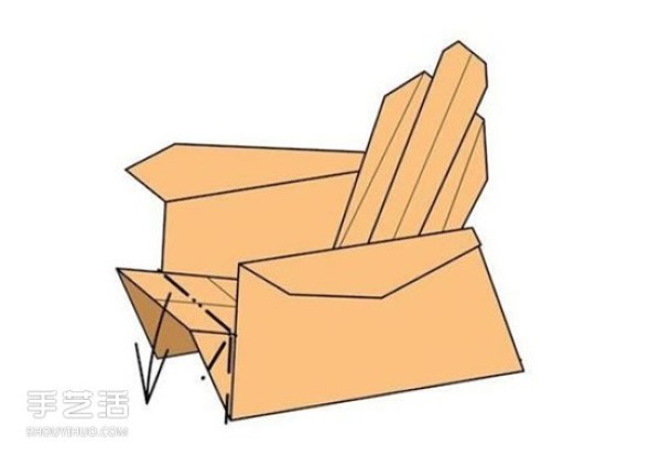 Illustration of the folding method of the origami sofa chair and the folding steps of the handmade sofa chair