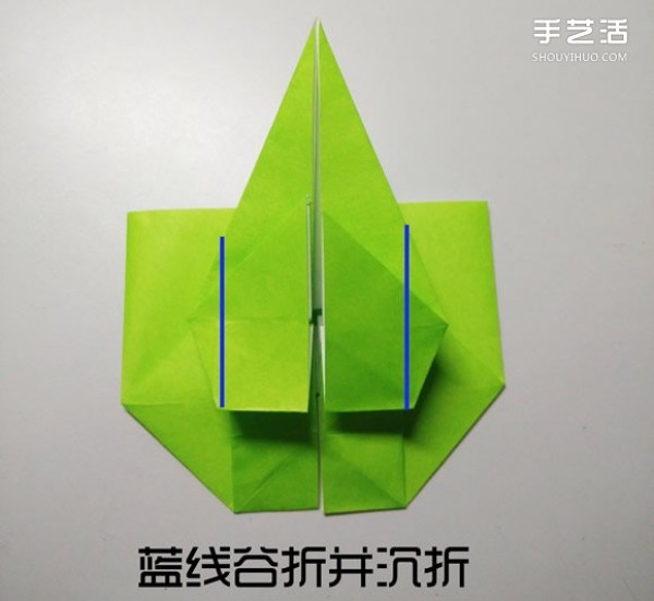 Three-dimensional duck origami step-by-step drawing and duck folding tutorial illustration