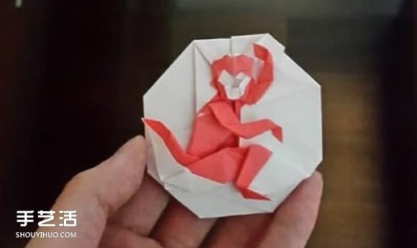 How to origami a monkey badge, how to fold a monkey pattern, how to fold it manually