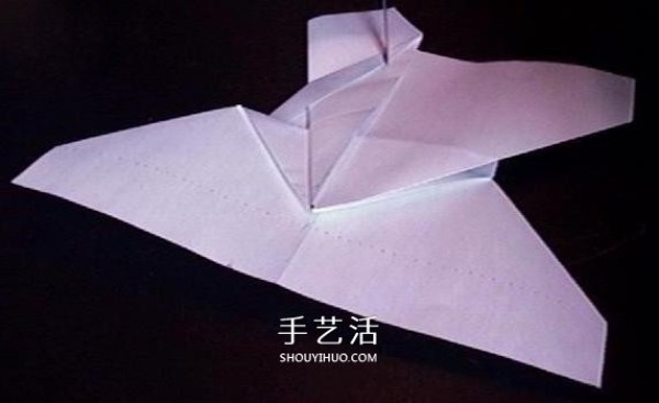 A detailed illustration of how to fold an Avengers paper plane or an origami fighter plane