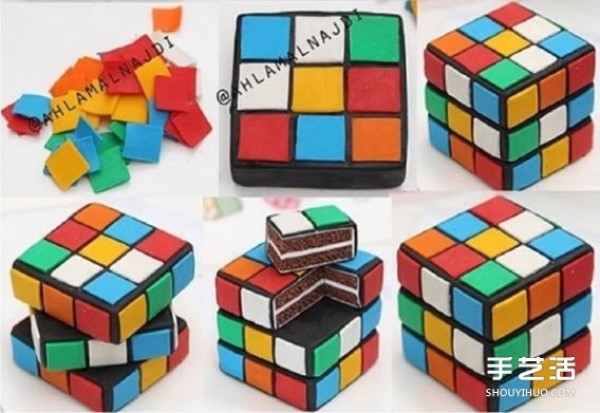 Cute and ultra-light clay Rubiks Cube DIY hand-made illustrated tutorial