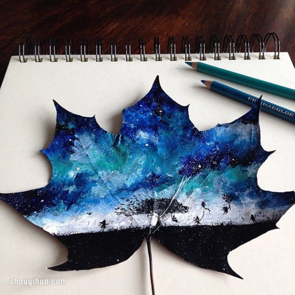 Use fallen leaves as canvas to paint another gorgeous world