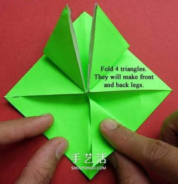 Illustration of a frog that jumps if you click origami origami