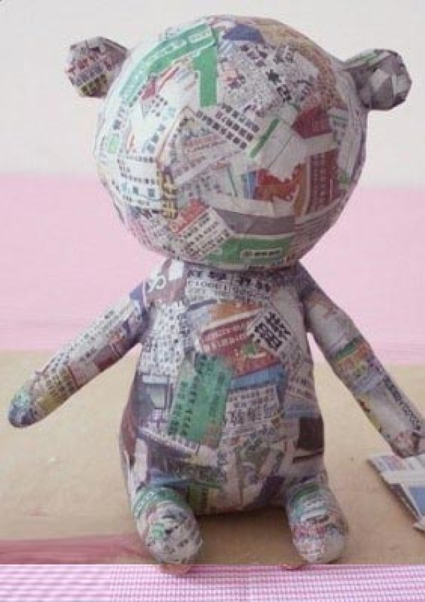 Newspaper handmade DIY cute little bear