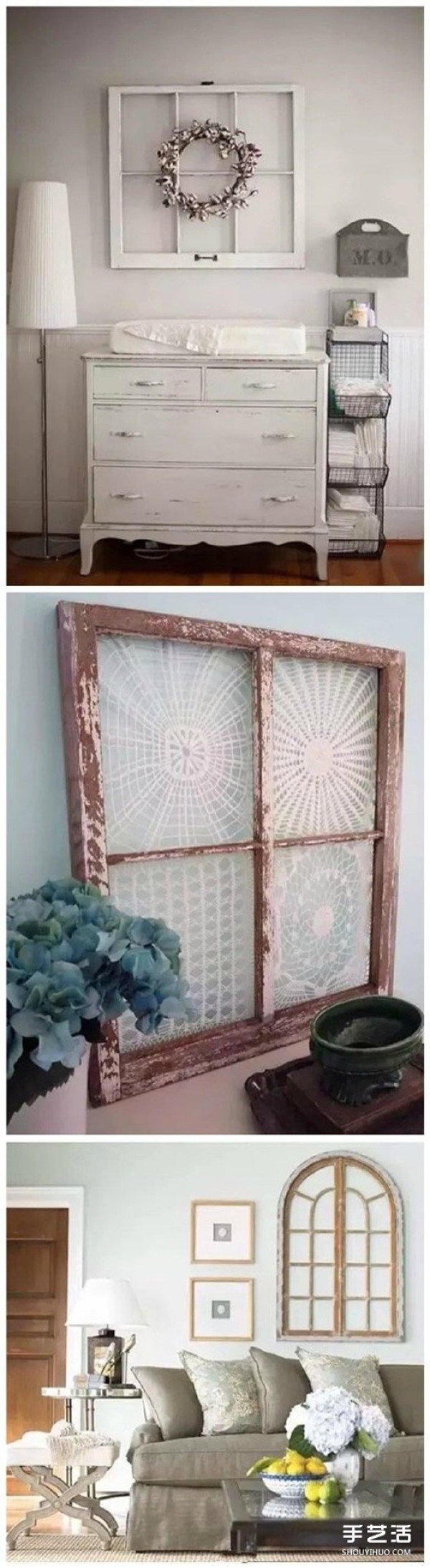 DIY production of old windows transformed into highlights of home decoration