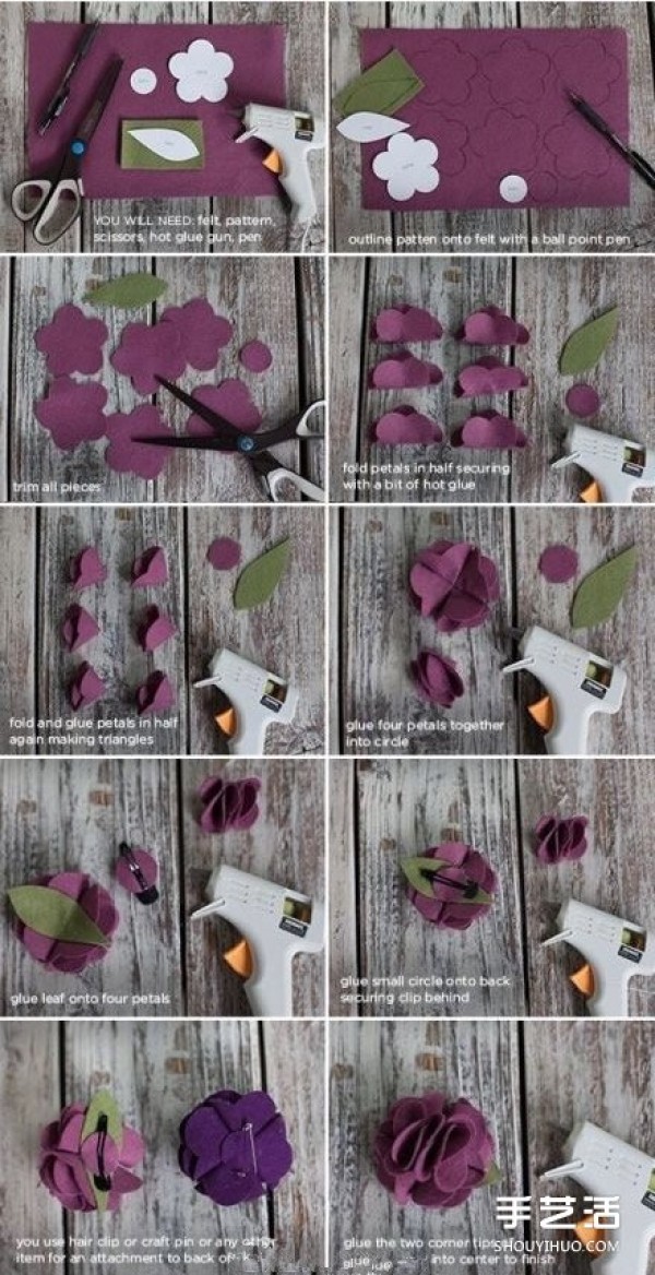 Felt cloth flower hairpin handmade felt cloth flower corsage DIY