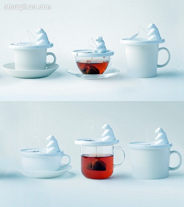 The lid design of the polar bear fishing tea bag easily solves the minor troubles of making tea