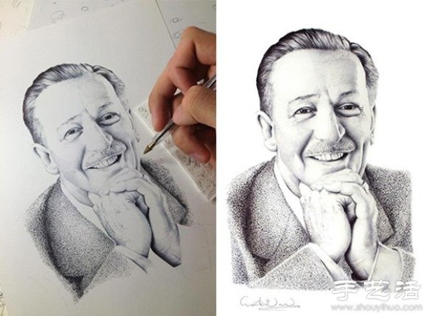 Ballpoint pen hand-drawn lifelike star portraits