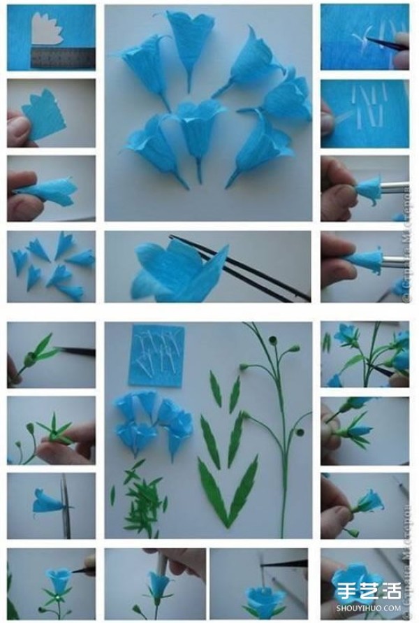 How to fold a crepe paper flower and illustrate how to make a flower out of crepe paper