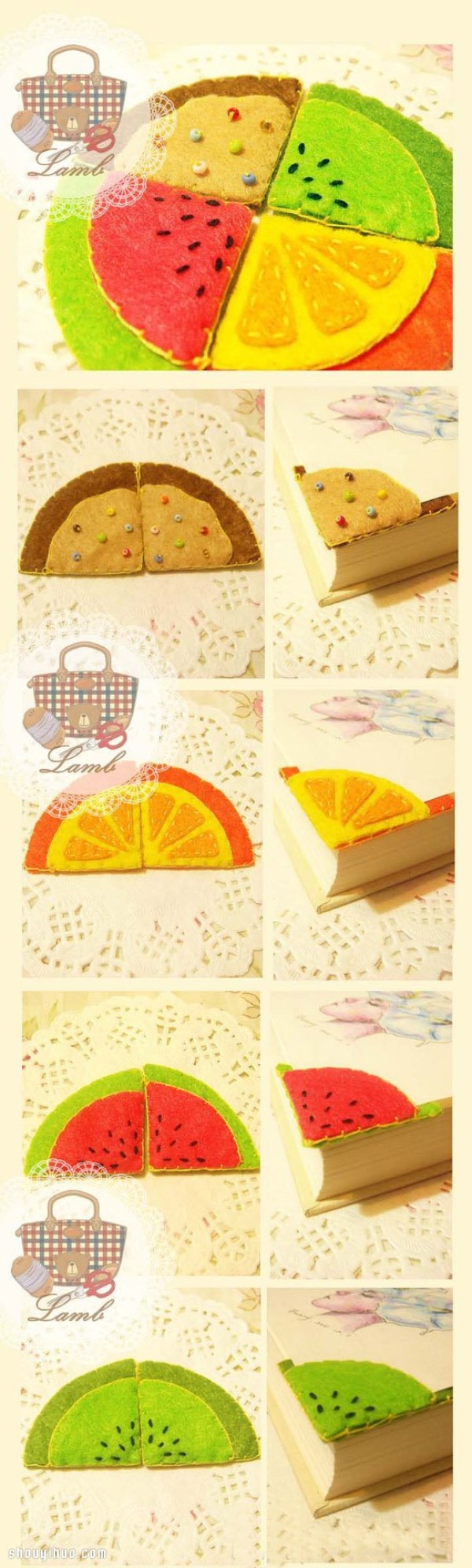 Fabric handmade fruit bookmarks to make creative fruit bookmarks DIY