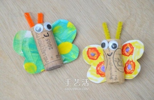 A simple and environmentally friendly hand-making tutorial for young children to make a butterfly from a red wine bottle stopper