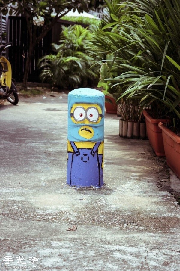 The Simpsons graffiti on the street stone pier