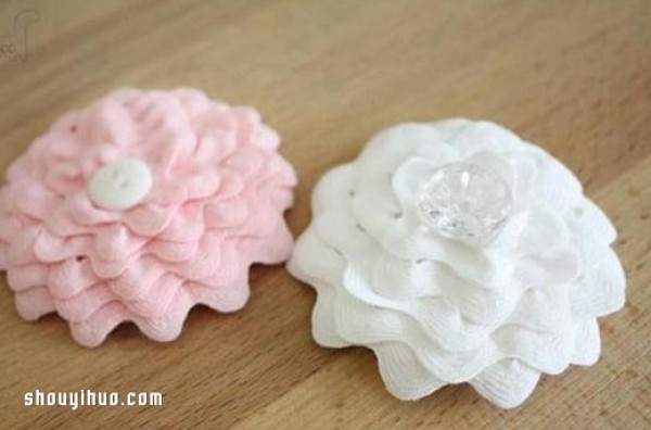 How to make peony head flower by hand with non-woven fabric and lace