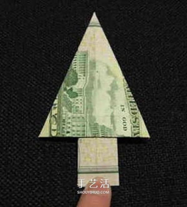 How to fold a U.S. dollar Christmas tree with illustrations and steps for paper money origami Christmas tree