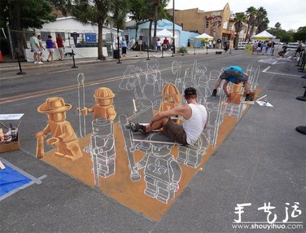 3D street graffiti work - Lego army