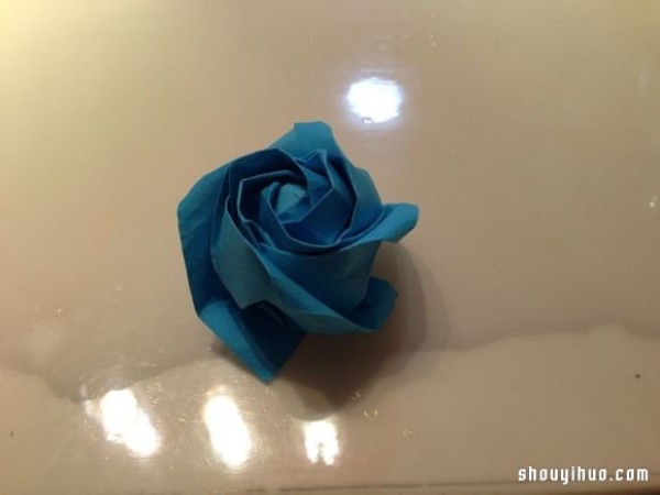 Ultra-detailed origami rose flower illustration