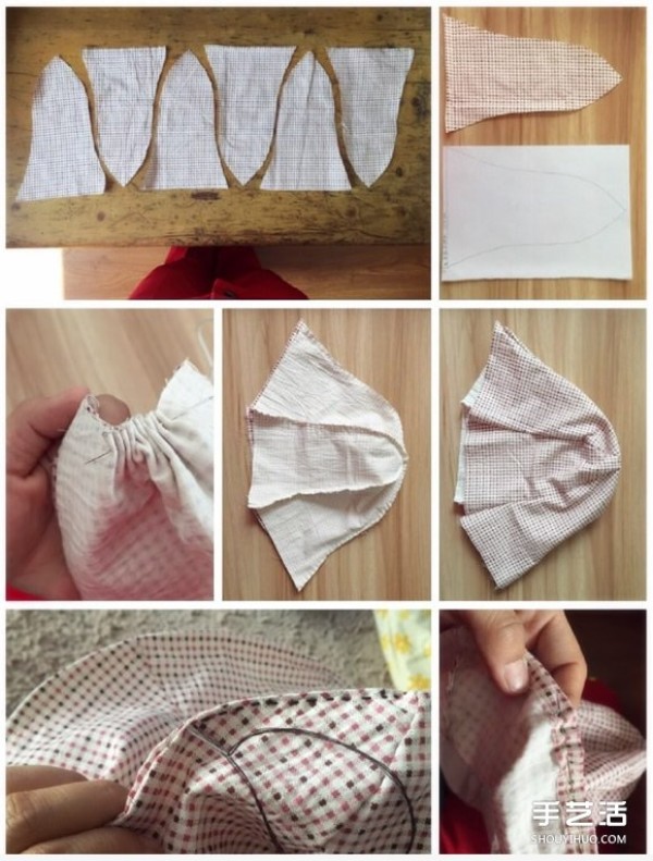 Illustration of how to make a homemade childrens fabric hat, which can block the sun and wind