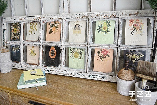 Recycle old window frames or old picture frames to make a fresh-style calendar