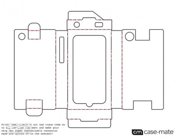 Expanded drawings of homemade personalized mobile phone cases made of cardboard