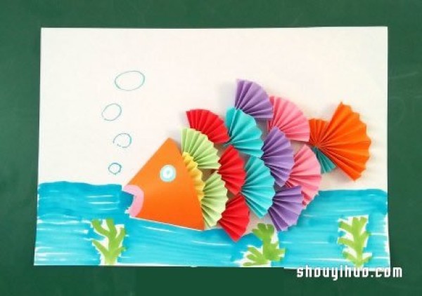 Origami fan collage: cute fish and beautiful butterflies