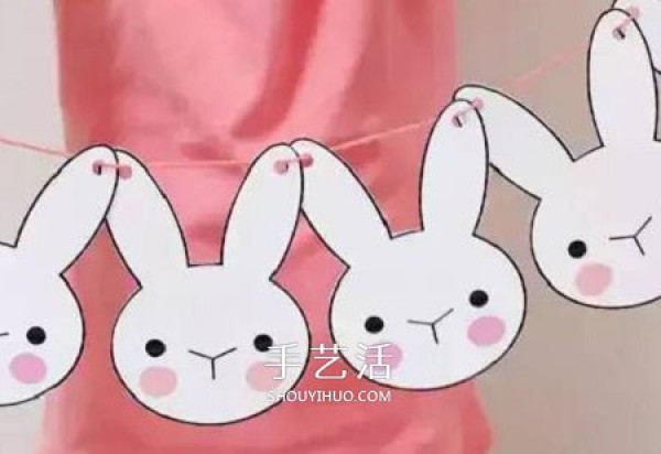 Simple childrens little handcrafts to make cute little white rabbit ornaments for the Mid-Autumn Festival