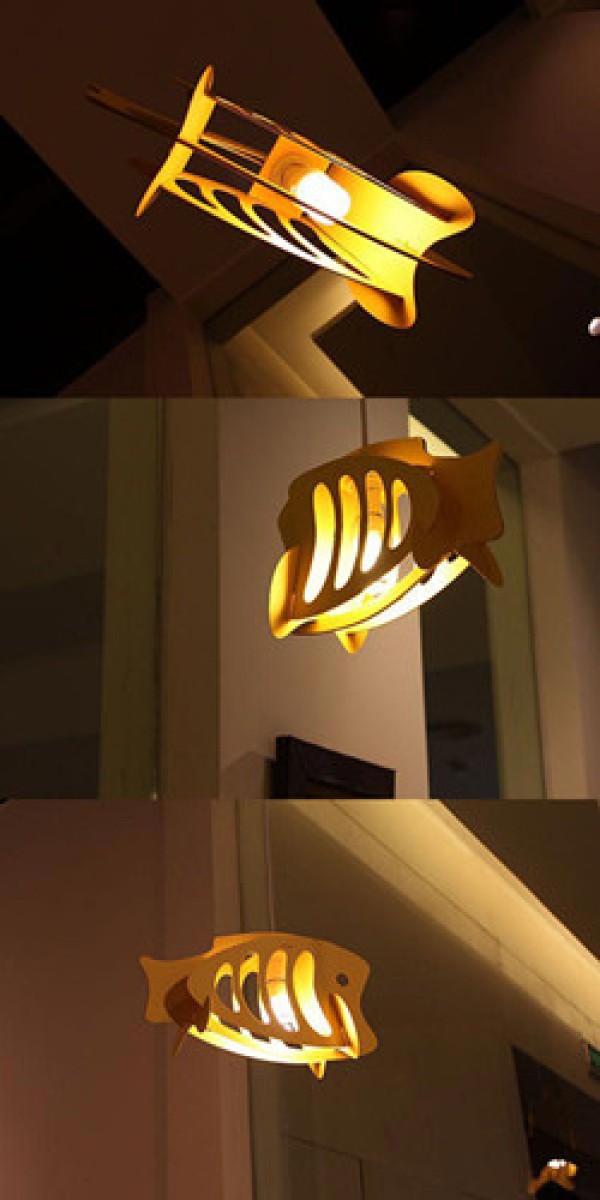 Using cardboard waste to make DIY fishbone lamps