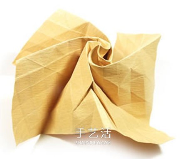 The origami steps of the curled rose, the folding method of the hand-rolled paper rose