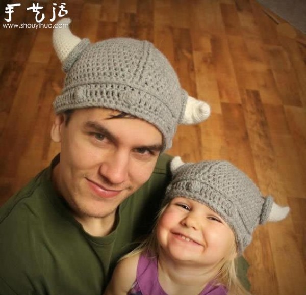 The cute knitted horn hat is so cute! 