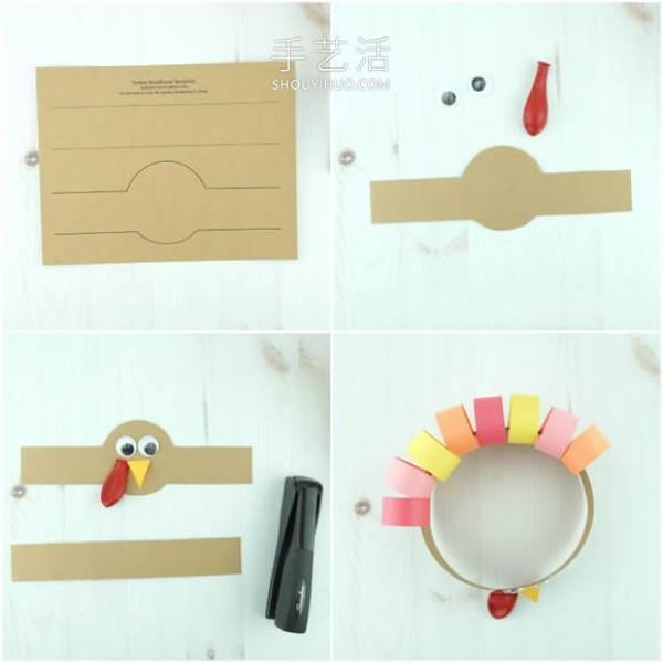 Tutorial on how to make a simple hand-made turkey headdress from cardboard