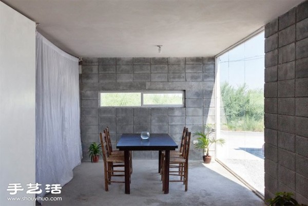 Modern Box House made of concrete blocks