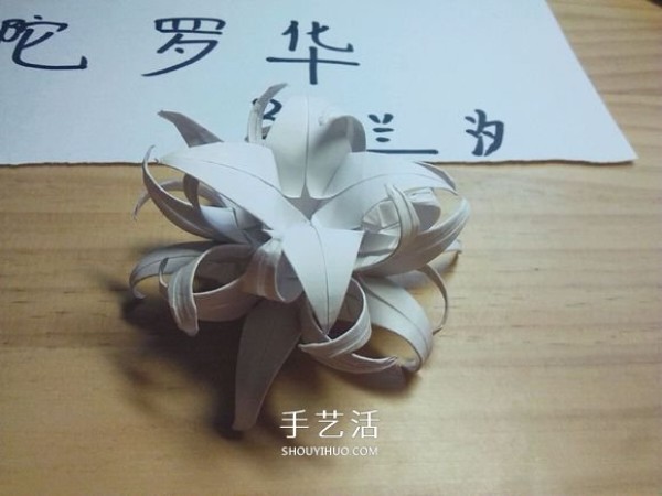 Illustration of folding method of Mandala flower, how to fold white Bana flower by hand